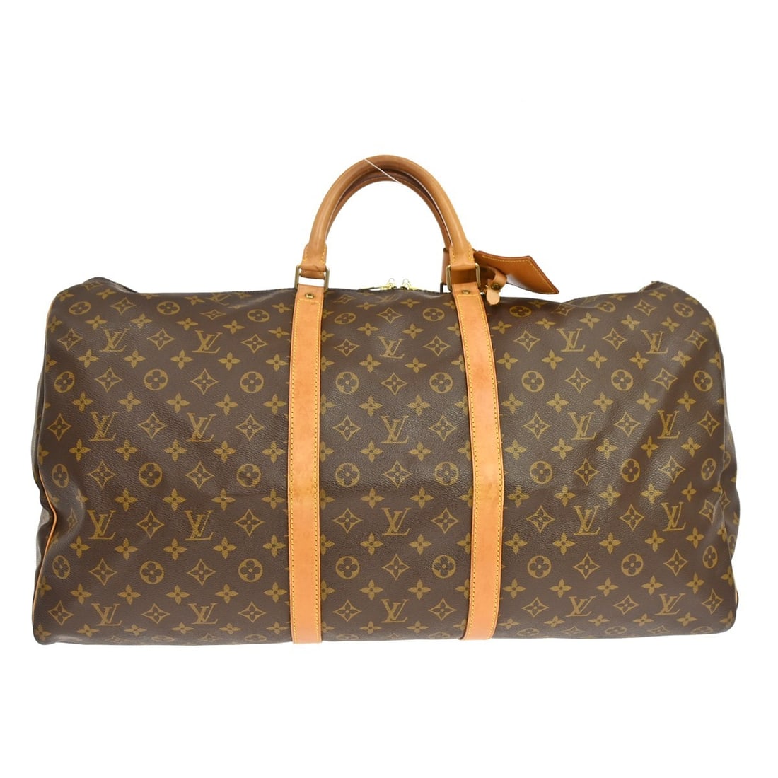 Louis Vuitton Keepall Brown Monogram Canvas Travel Bag: Louis Vuitton Keepall Brown Monogram Canvas Travel Bag Louis Vuitton Keepall in brown monogram canvas. This unisex travel bag is made in France and remains in good condition with visible wear. Noted c