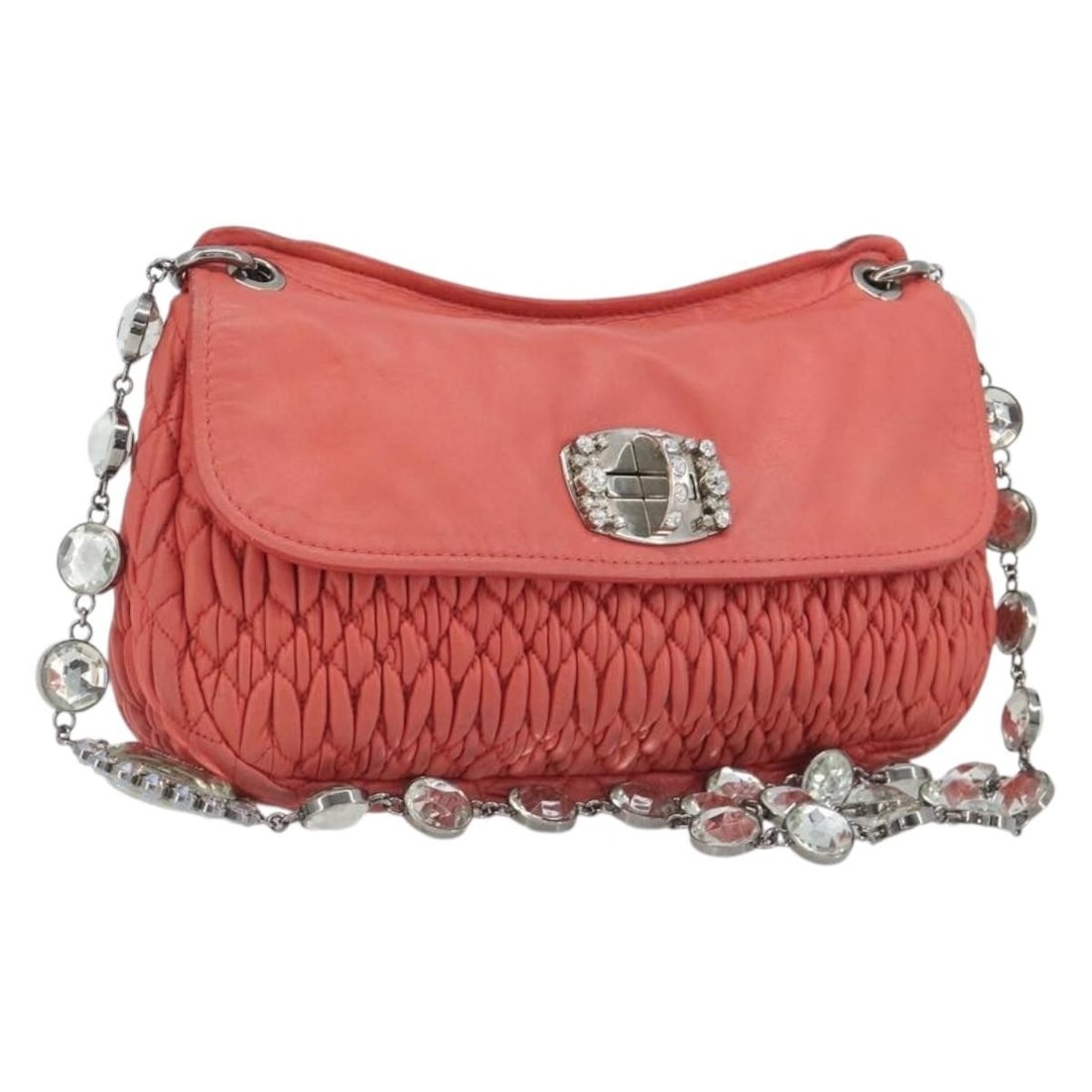 Miu Miu leather shoulder bag in pink with silver chain strap (1 of 18)
