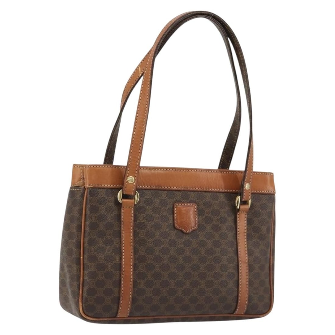 CELINE Macadam Canvas Brown Hand Bag PVC Leather Gold Tone (1 of 18)