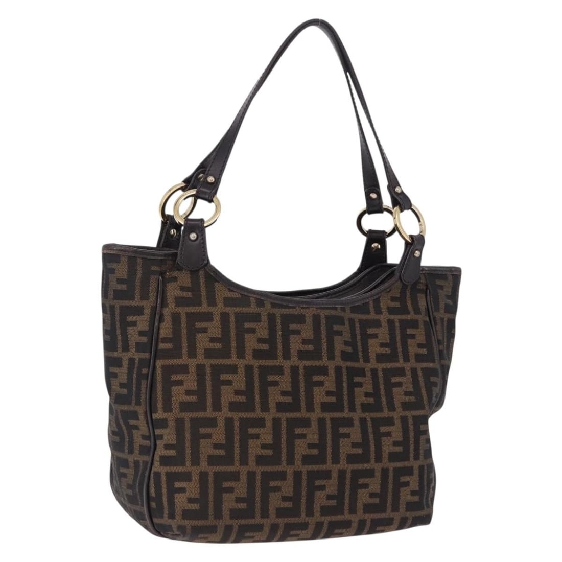 FENDI Brown Black Zucca Canvas Womens Tote: FENDI Brown Black Zucca Canvas Womens Tote Authentic FENDI tote bag in brown and black Zucca canvas. This women's bag features a classic tote silhouette and is made in Italy. The bag shows heavy signs