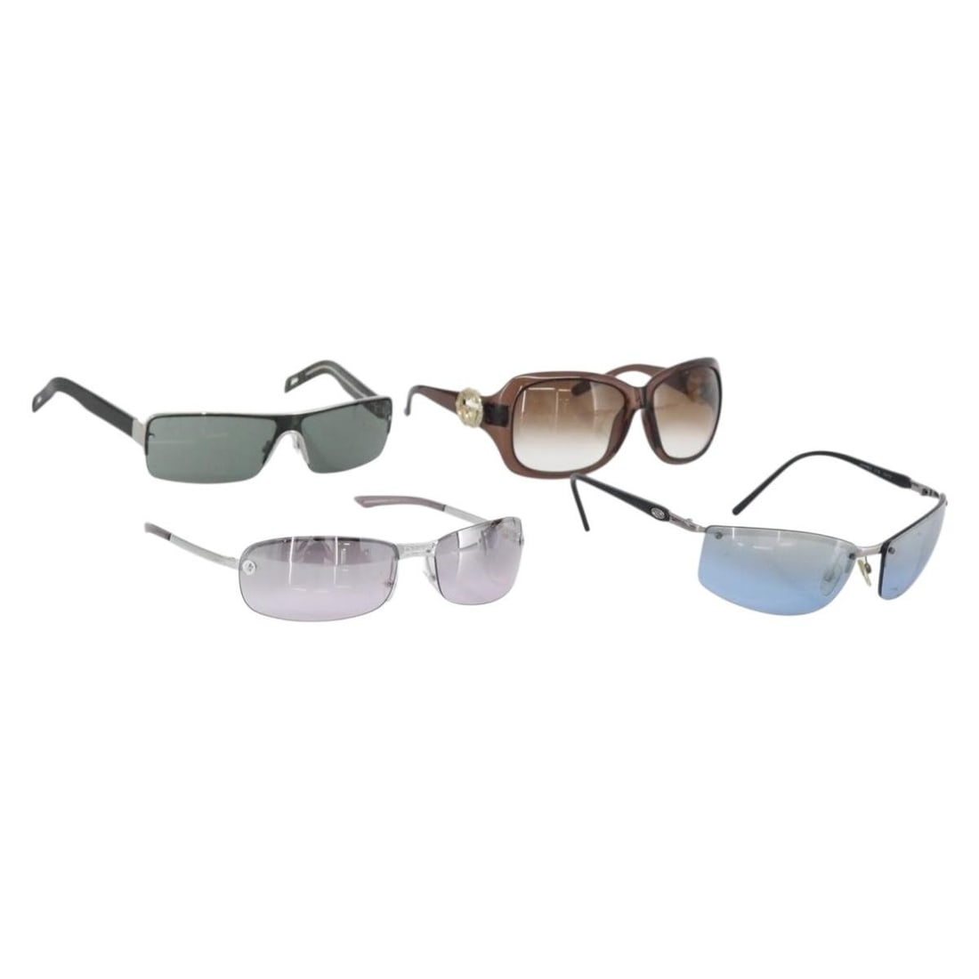 4 Pair Womens Plastic Sunglasses Set Brown Pink Blue with Case (1 of 18)