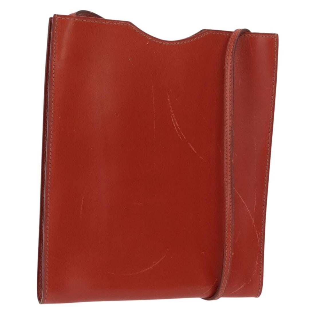 Hermes Red Leather Shoulder Bag with 21.7 Inch Strap Drop: Hermes Red Leather Shoulder Bag with 21.7 Inch Strap Drop This Hermes shoulder bag features a red leather exterior, designed with a compact and practical silhouette. The bag includes a long shoulder s