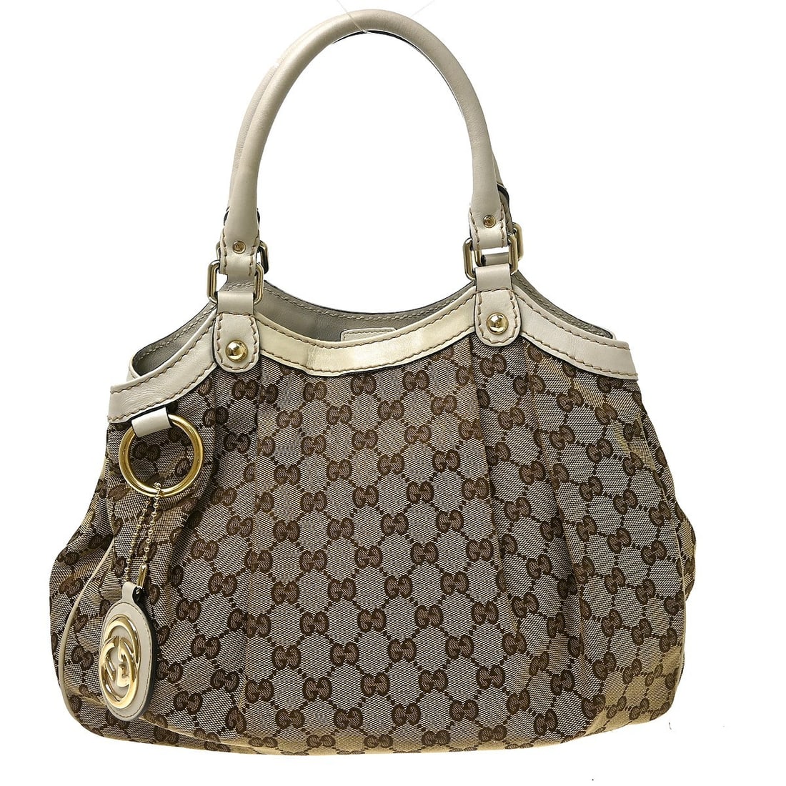 Gucci Sukey Medium Tote Beige GG Canvas Leather Bag Charm (1 of 11)