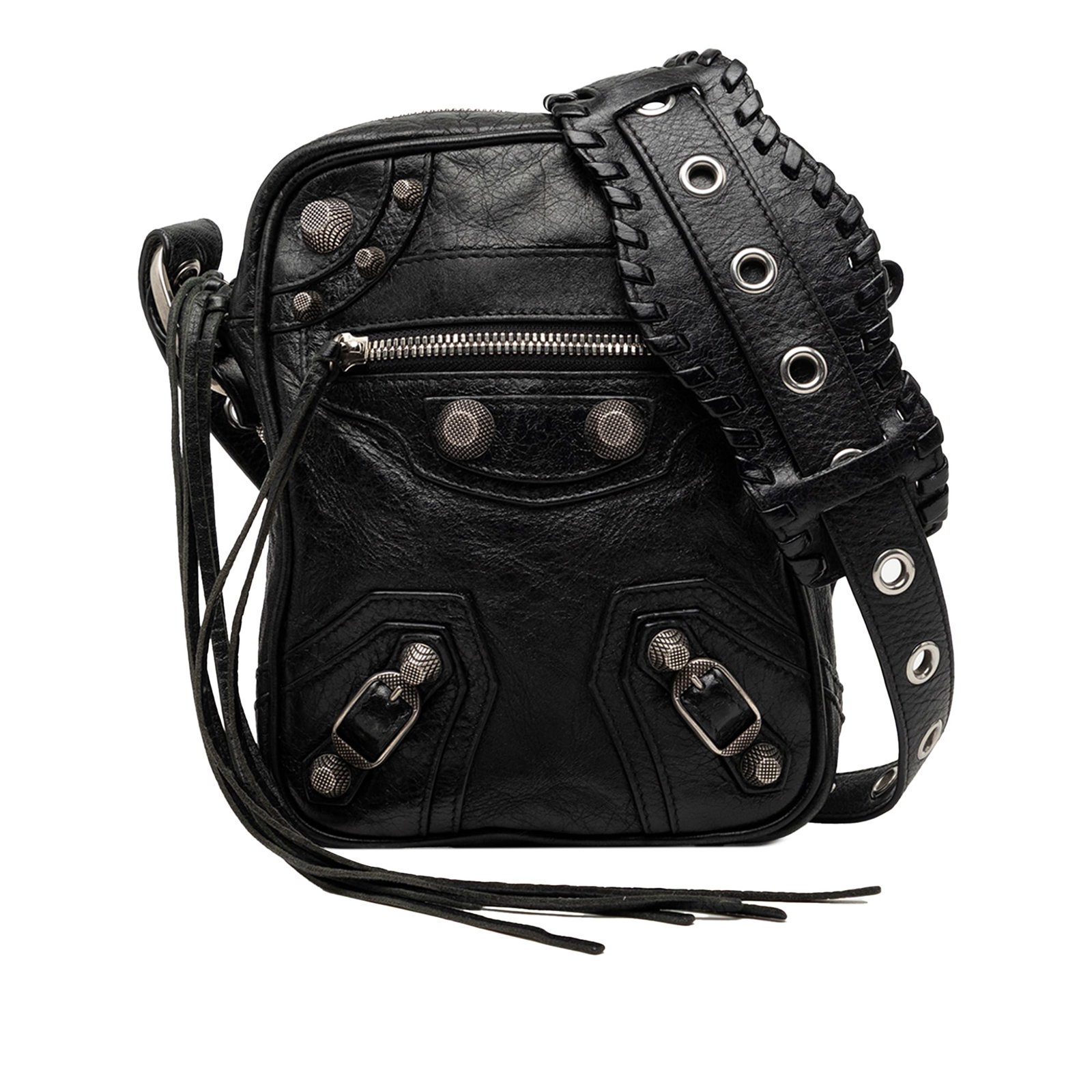 Balenciaga Le Cagole Black Lambskin Messenger Bag with Studs (1 of 7)