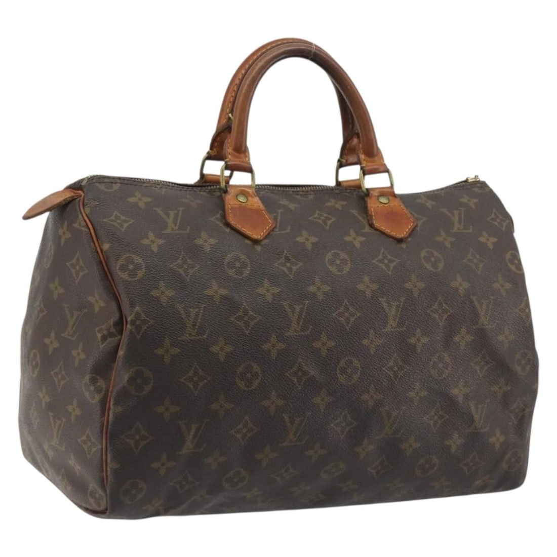 Louis Vuitton M41524 Speedy 35 Monogram Canvas Handbag: Louis Vuitton M41524 Speedy 35 Monogram Canvas Handbag Louis Vuitton Speedy 35 handbag in Monogram canvas. This women's handbag is made in the USA and shows heavy use, including an out-of-shape exteri