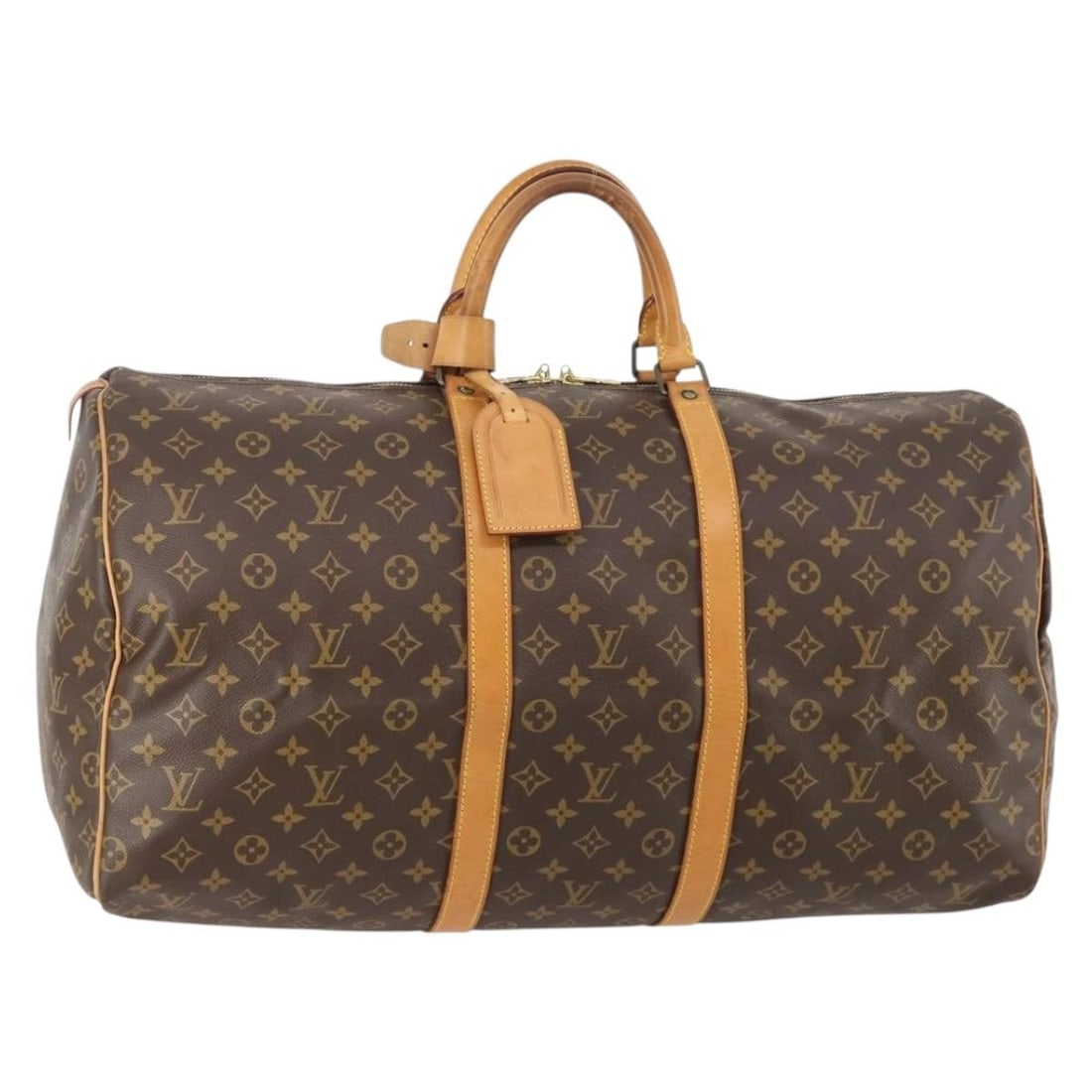 Louis Vuitton M41424 Keepall 55 Monogram Canvas Boston Bag: Louis Vuitton M41424 Keepall 55 Monogram Canvas Boston Bag Louis Vuitton Keepall 55 Boston bag in Monogram canvas, model M41424, made in France. This women's bag includes a name tag and powanie. Condi