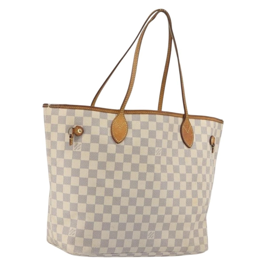 Louis Vuitton N41605 Neverfull MM Damier Azur Canvas Tote: Louis Vuitton N41605 Neverfull MM Damier Azur Canvas Tote Louis Vuitton Neverfull MM tote bag in Damier Azur canvas. This women's tote is made in France and includes only the bag shown; the item box a