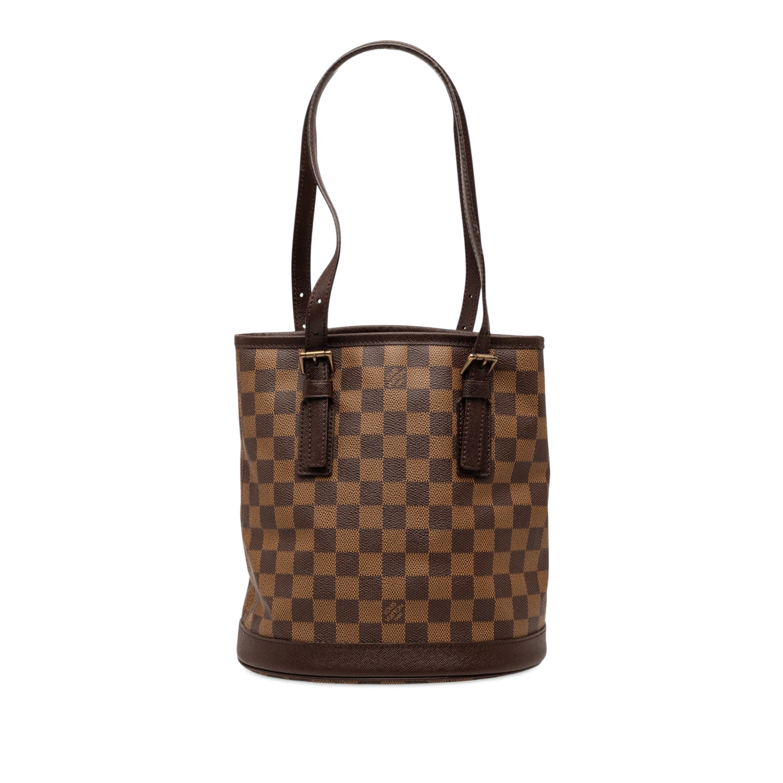 Louis Vuitton Marais Damier Ebene Brown Tote Bag: Louis Vuitton Marais Damier Ebene Brown Tote Bag This Louis Vuitton Damier Ebene Marais bag features the iconic damier ebene canvas with leather trim and adjustable flat leather shoulder straps. The o