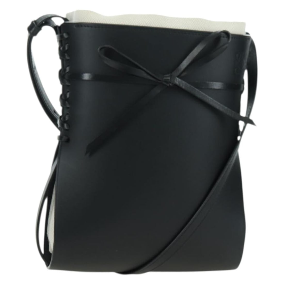 LOEWE Anagram Ikebana Leather Shoulder Bag Black Gold Spain: LOEWE Anagram Ikebana Leather Shoulder Bag Black Gold Spain LOEWE Anagram Ikebana shoulder bag in black leather with gold-tone accents. Made in Spain, this women's shoulder bag includes a dust bag. Co