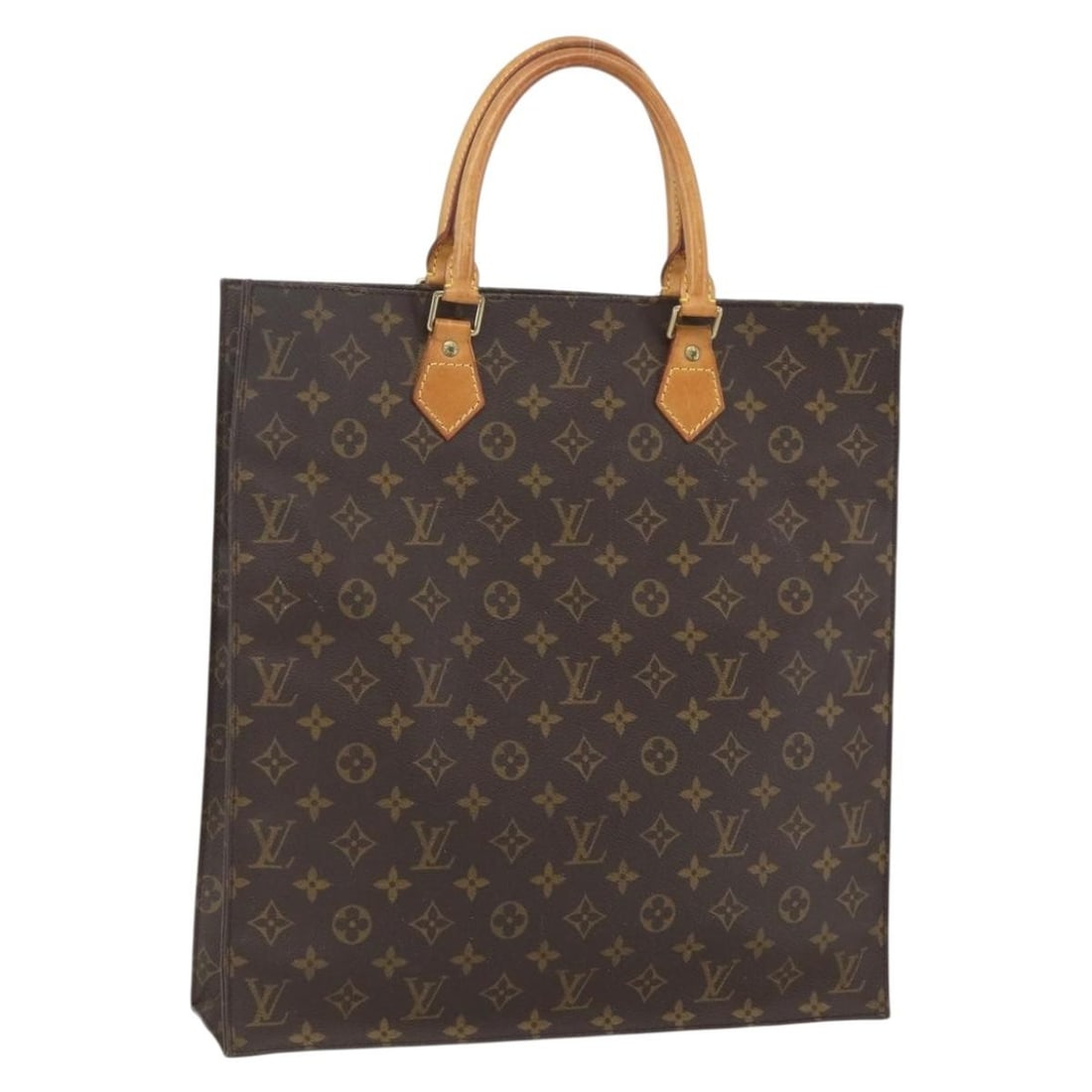 Monogram Canvas Sac Plat Handbag by Louis Vuitton M51140 France: Monogram Canvas Sac Plat Handbag by Louis Vuitton M51140 France This Louis Vuitton Monogram Sac Plat handbag features the iconic monogram canvas exterior with leather trim and dual handles. The bag is
