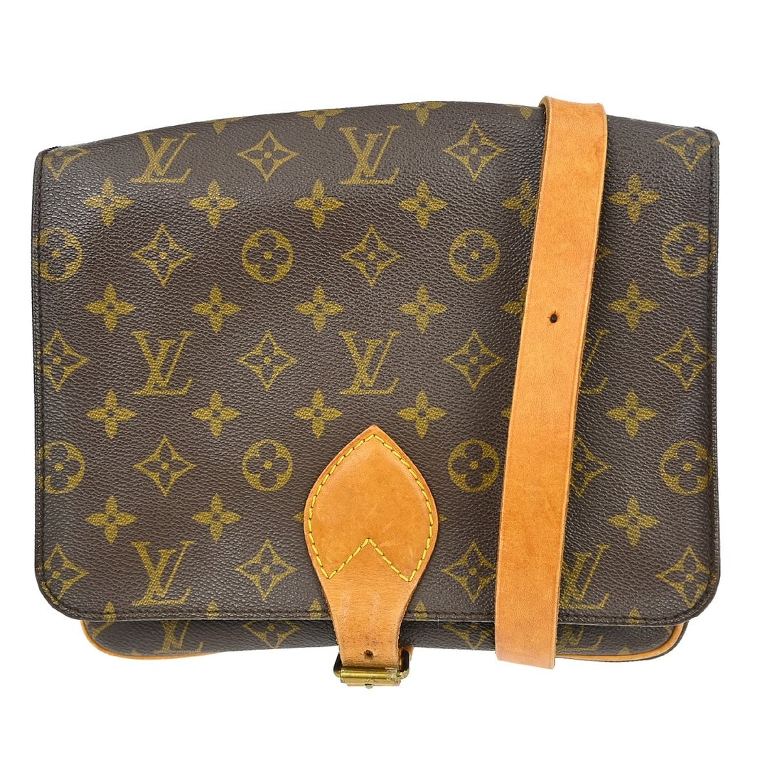 Louis Vuitton Cartouchiere GM Monogram Crossbody Shoulder Bag M51252: Louis Vuitton Cartouchiere GM Monogram Crossbody Shoulder Bag M51252 Vintage Louis Vuitton Cartouchiere GM shoulder bag in brown Monogram canvas with leather trim and an adjustable crossbody strap. Th