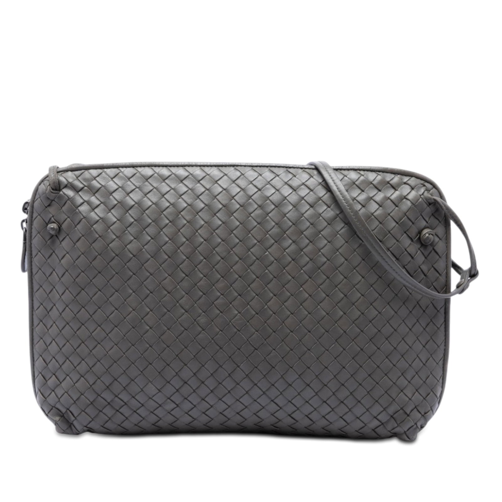 Bottega Veneta Nodini Large Intrecciato Nappa Leather Crossbody Bag: Bottega Veneta Nodini Large Intrecciato Nappa Leather Crossbody Bag Bottega Veneta Large Nappa Intrecciato Nodini Crossbody in brown leather with the brand's signature woven body. The bag features a f