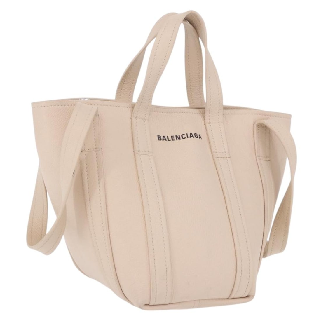 BALENCIAGA 672793 Everyday XS Leather Tote in Ivory Silver: BALENCIAGA 672793 Everyday XS Leather Tote in Ivory Silver Balenciaga Everyday XS tote bag in ivory and silver leather, made in Italy. This women's tote is offered as the bag only; item box and dust b