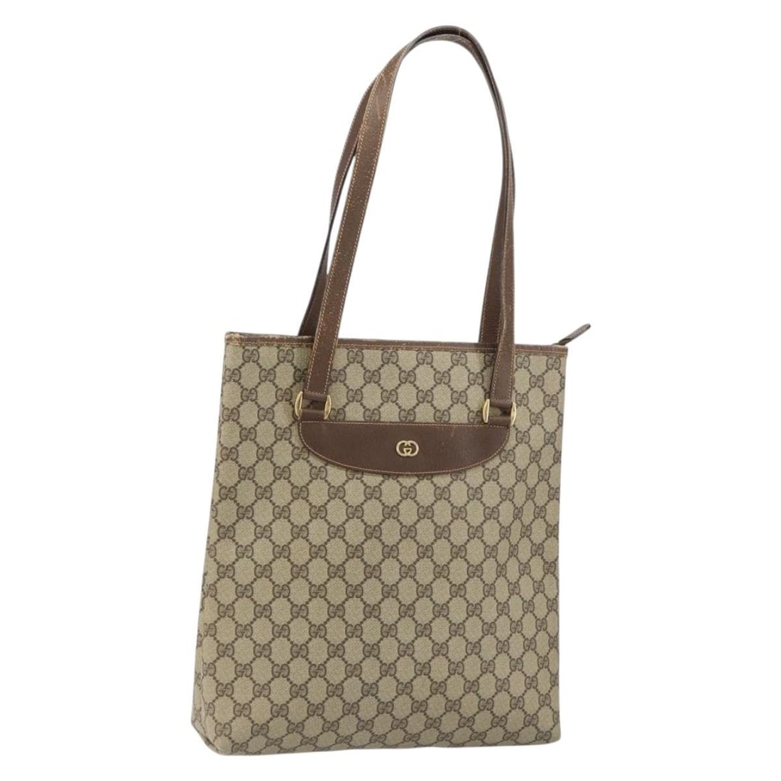 GUCCI GG Supreme Beige Gold Tote Bag Italy Authenticated: GUCCI GG Supreme Beige Gold Tote Bag Italy Authenticated The GUCCI GG Supreme Tote Bag is a stylish accessory crafted from durable GG Canvas, featuring a chic beige and gold color scheme. This tote ba
