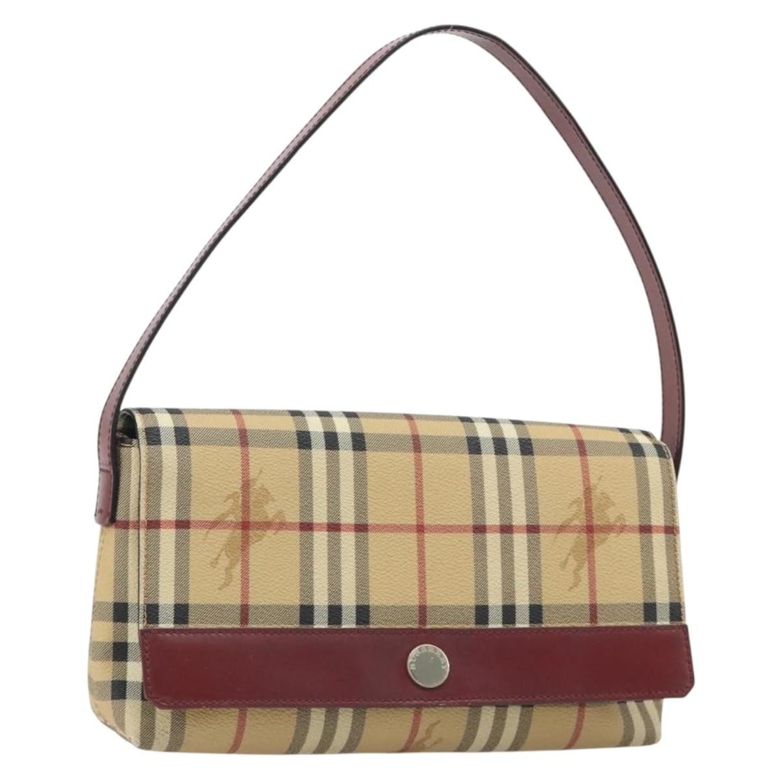 Burberry Shoulder Bag in Beige PVC Leather with Silver Nova Check: Burberry Shoulder Bag in Beige PVC Leather with Silver Nova Check Burberry Nova Check shoulder bag in PVC leather with a beige and silver color scheme. Made in Italy, this women's shoulder bag measure