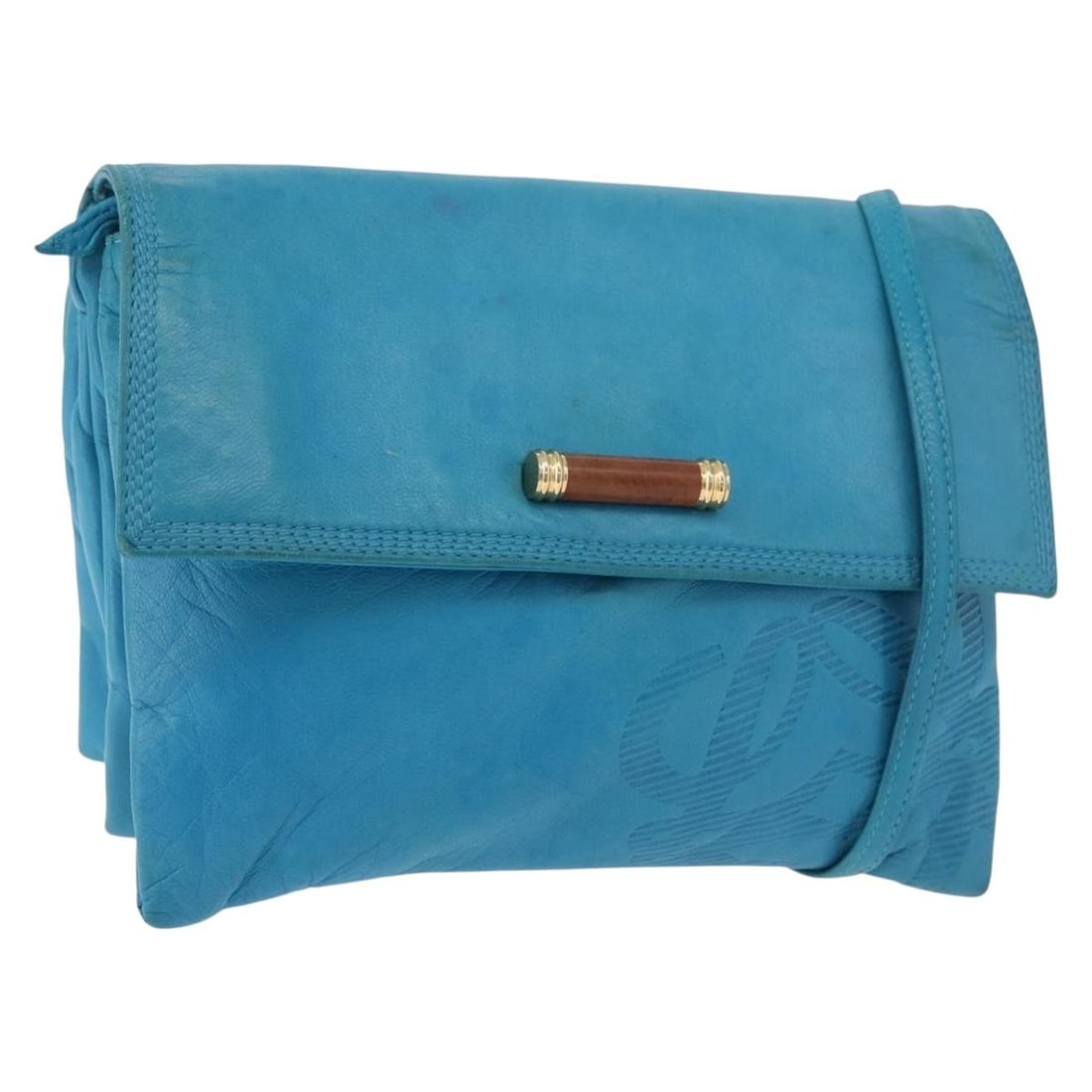 LOEWE Anagram Leather Shoulder Bag Turquoise Blue Gold Tone: LOEWE Anagram Leather Shoulder Bag Turquoise Blue Gold Tone LOEWE Anagram shoulder bag in turquoise blue leather with gold-tone accents. This women's shoulder bag is made in Spain and includes only th