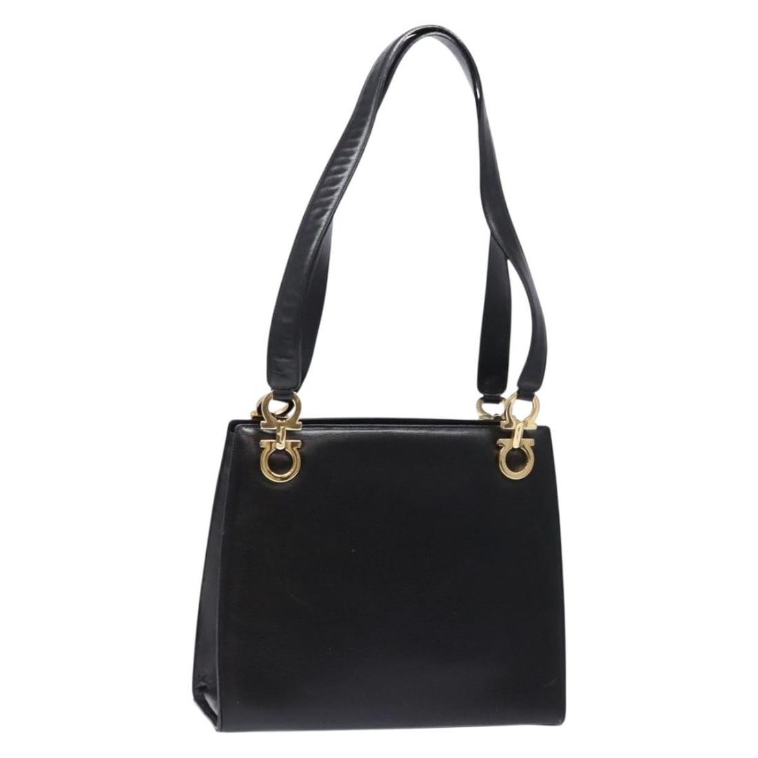 Salvatore Ferragamo Gancini Black Gold Leather Shoulder Bag Auth Italy: Salvatore Ferragamo Gancini Black Gold Leather Shoulder Bag Auth Italy This Salvatore Ferragamo Gancini Shoulder Bag is a stylish and sophisticated accessory crafted from high-quality leather. The ext