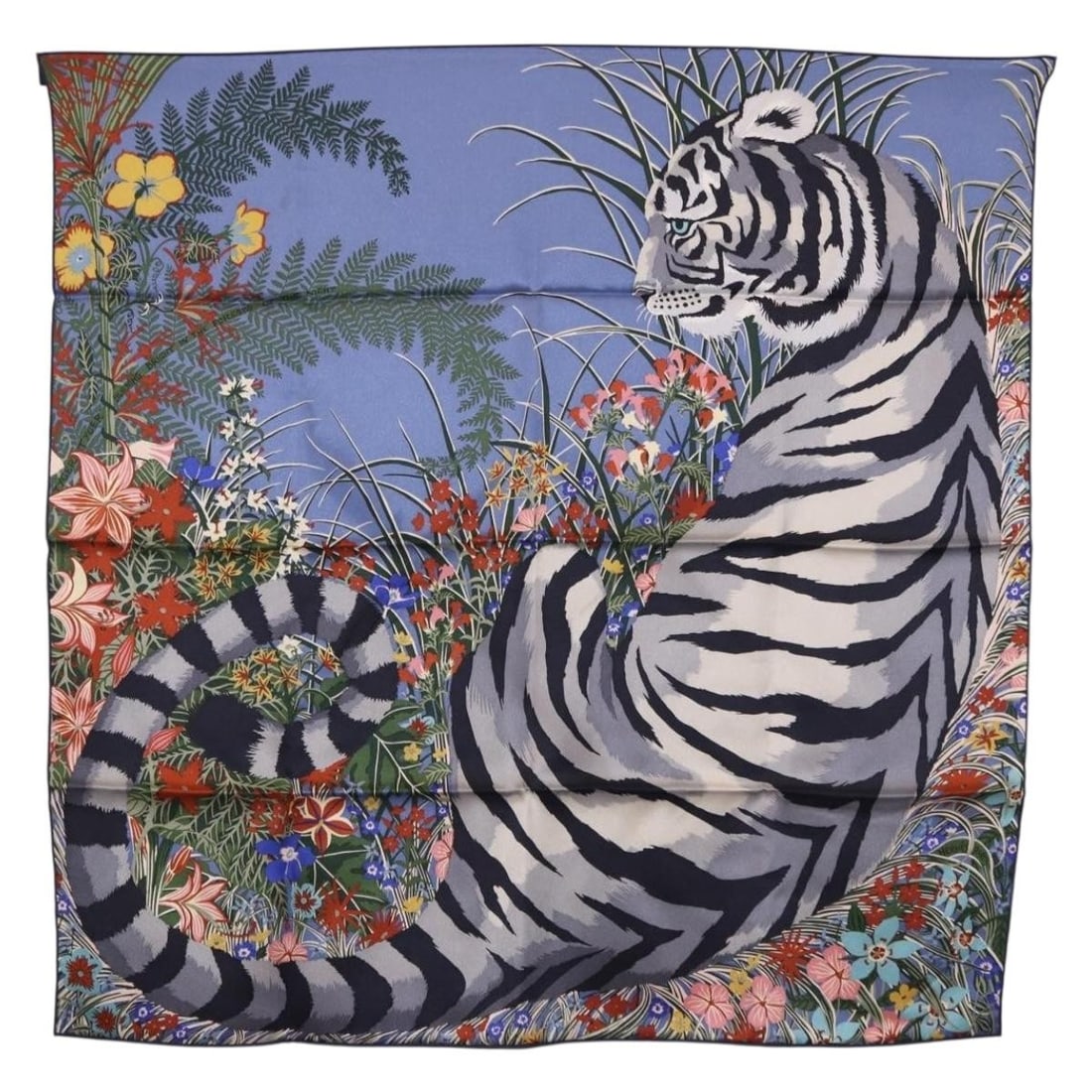 Hermes Tiger Carre 70 Silk Scarf Red France: Hermes Tiger Carre 70 Silk Scarf Red France Hermes Carre 70 silk scarf in red, featuring the Tiger design. Made in France, this women's scarf comes with the item box. Condition is rated AB (Very Good)