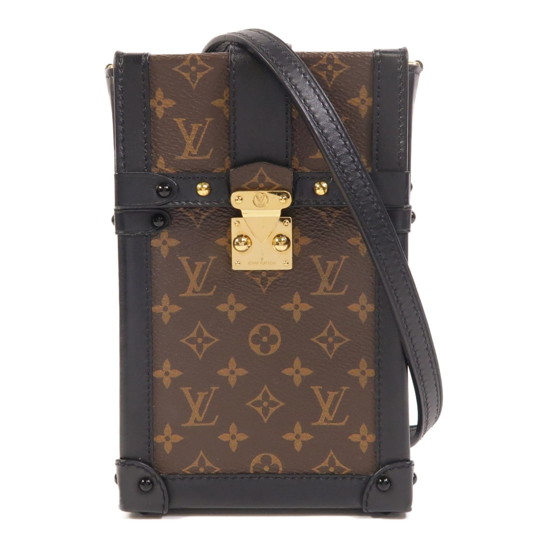 Louis Vuitton M63913 Pochette Trunk Vertical Monogram Shoulder Bag: Louis Vuitton M63913 Pochette Trunk Vertical Monogram Shoulder Bag Louis Vuitton Pochette Trunk Vertical shoulder bag in brown Monogram PVC coated canvas. This women's bag features a compact structure