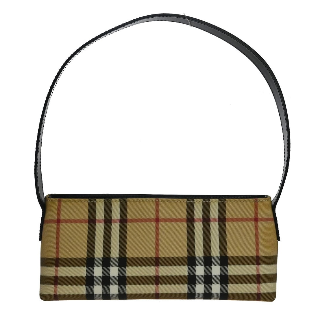 Burberry Burberrys Nova Check Beige Canvas Leather Tote Bag: Burberry Burberrys Nova Check Beige Canvas Leather Tote Bag Vintage Burberrys Nova Check handbag in beige canvas and leather with double handles and an interior zipper pocket. The bag shows visible we