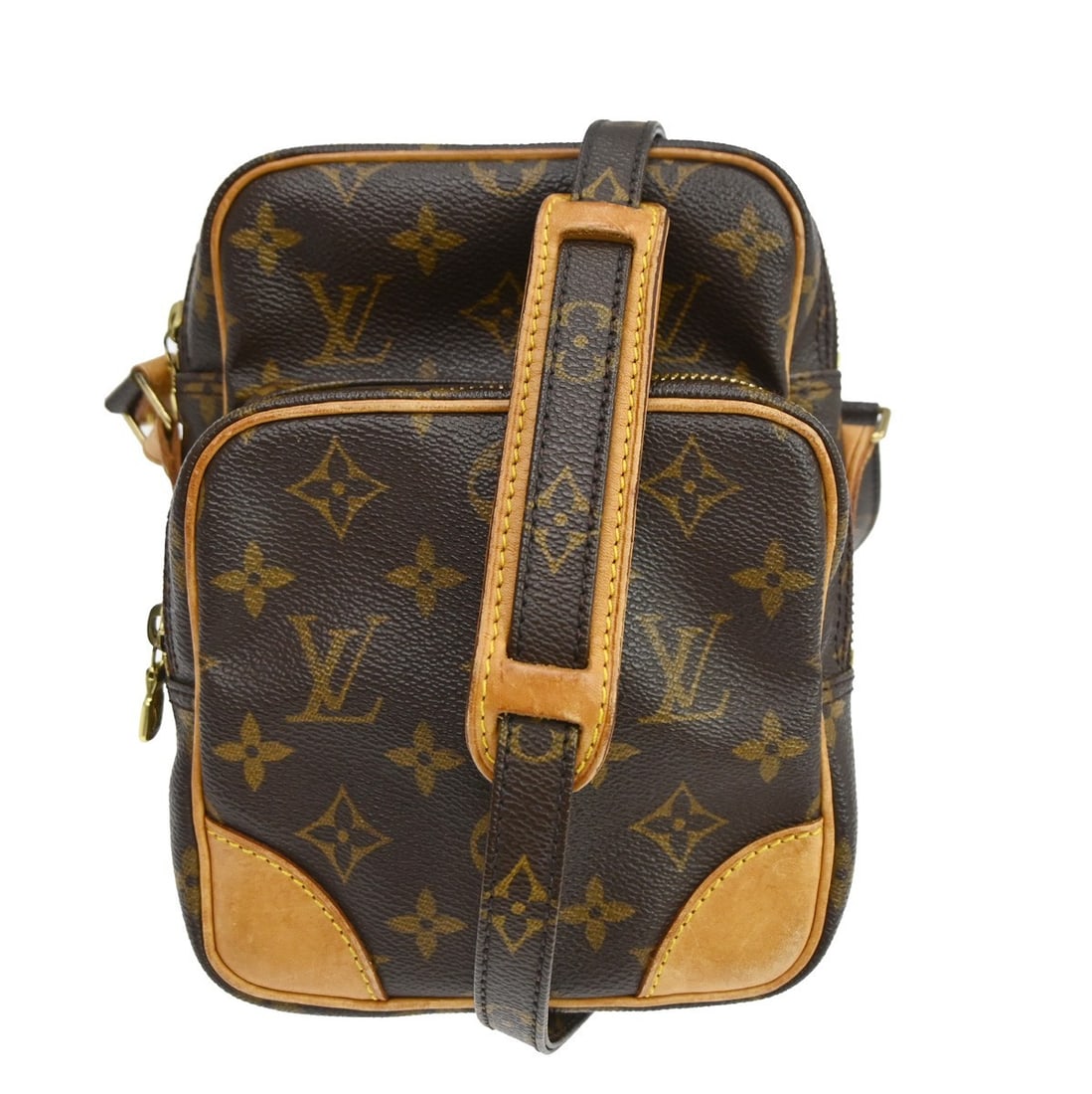 Louis Vuitton Amazone Unisex Brown Canvas Shoulder Bag: Louis Vuitton Amazone Unisex Brown Canvas Shoulder Bag Louis Vuitton Amazone in brown canvas with a unisex design. This bag is in fair condition with visible wear throughout, including stains, scuffs,