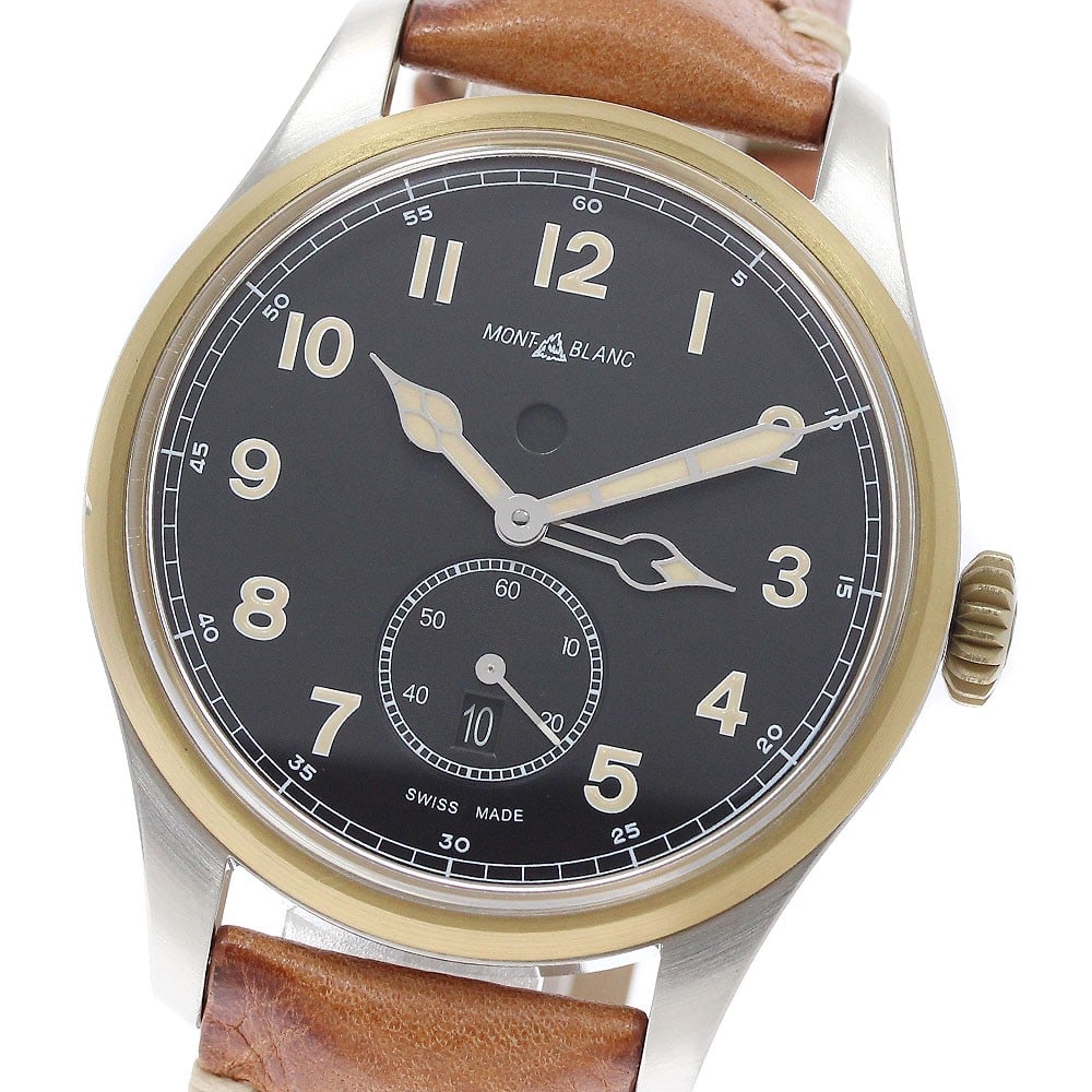 Montblanc 1858 Automatic Dual Time Mens Watch Ref 116479 Aftermarket Strap: Montblanc 1858 Automatic Dual Time Mens Watch Ref 116479 Aftermarket Strap Pre-owned Montblanc 1858 Automatic wristwatch with dual time day and night functionality. This self-winding men's watch
