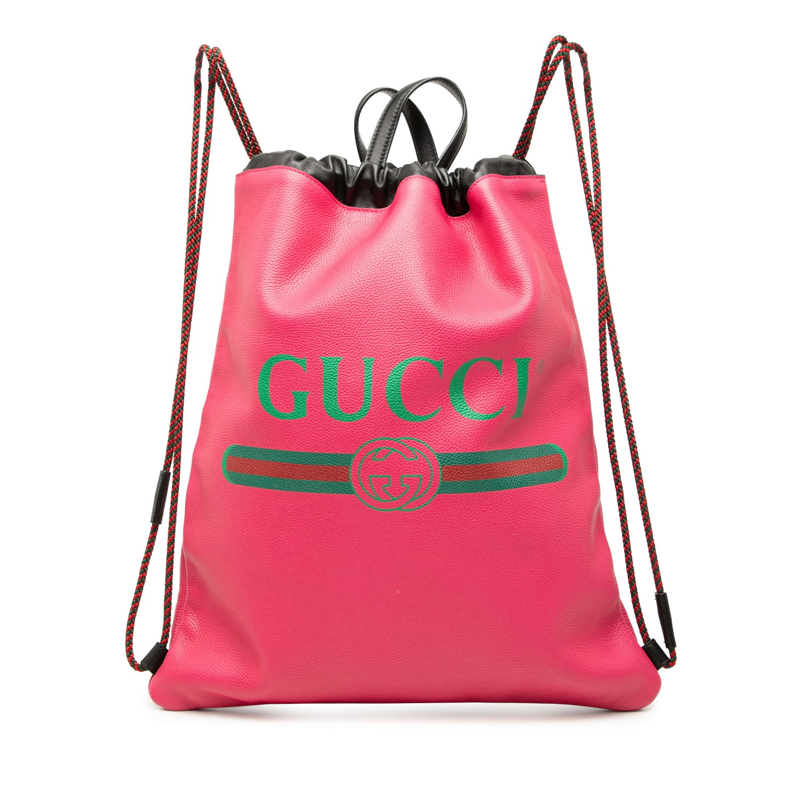 Gucci Leather Logo Backpack Drawstring Pink with Pouch (1 of 7)