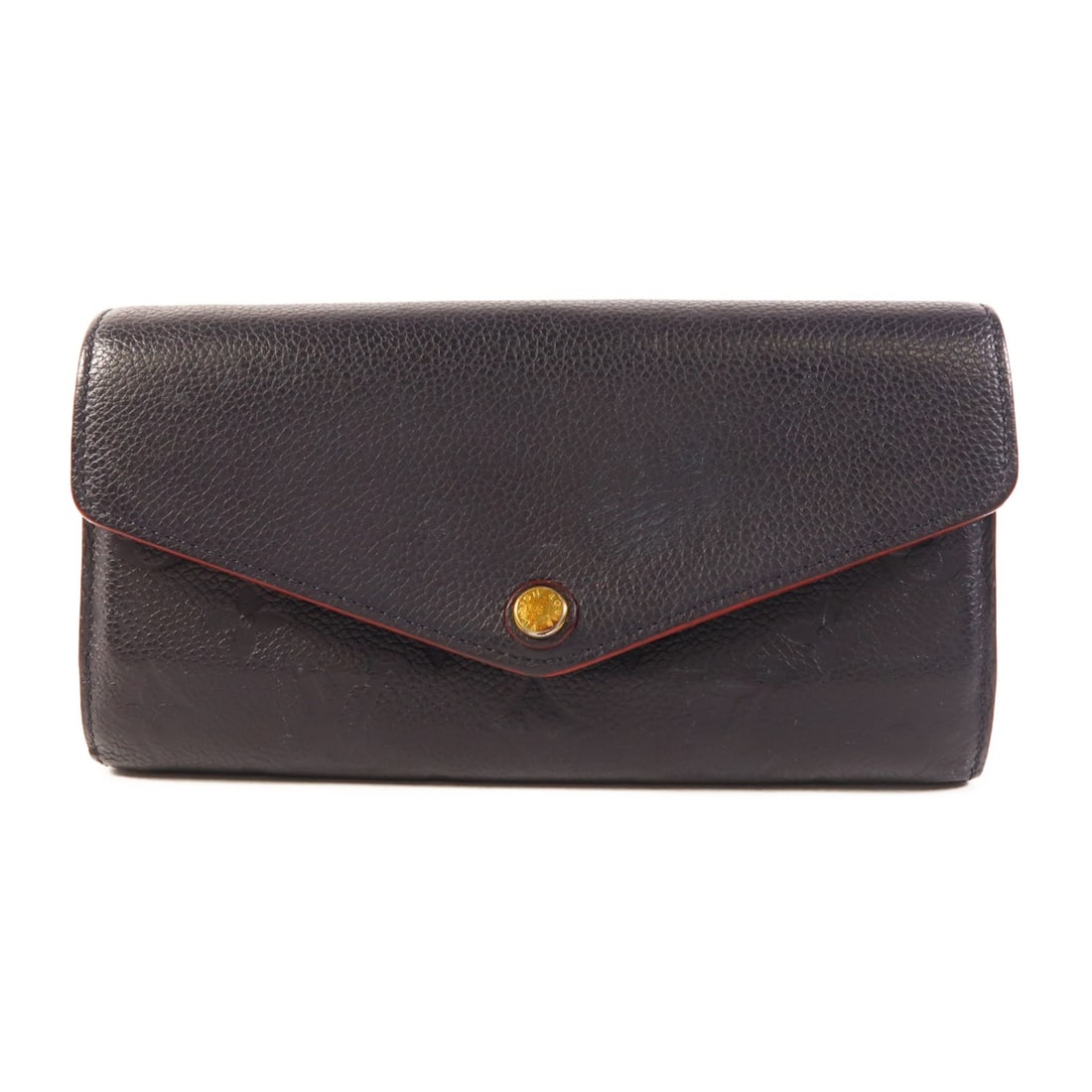 Louis Vuitton Sarah M61182 bifold wallet Monogram Empreinte navy: Louis Vuitton Sarah M61182 bifold wallet Monogram Empreinte navy Louis Vuitton Sarah long wallet in Monogram Empreinte calfskin with a bifold design and hook button closure. This women's wallet is fin