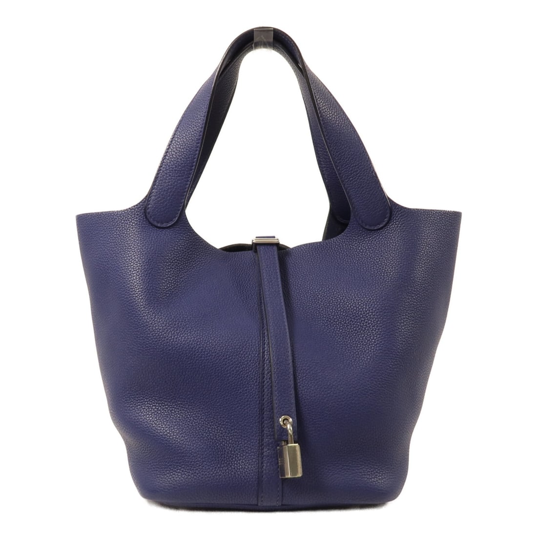 Hermes Picotin MM Maurice Leather Tote Blue Saphir PHW: Hermes Picotin MM Maurice Leather Tote Blue Saphir PHW Hermes Picotin MM tote bag in Blue Saphir Taurillon Maurice leather with palladium-tone hardware. Made in France, this women's tote includes the 