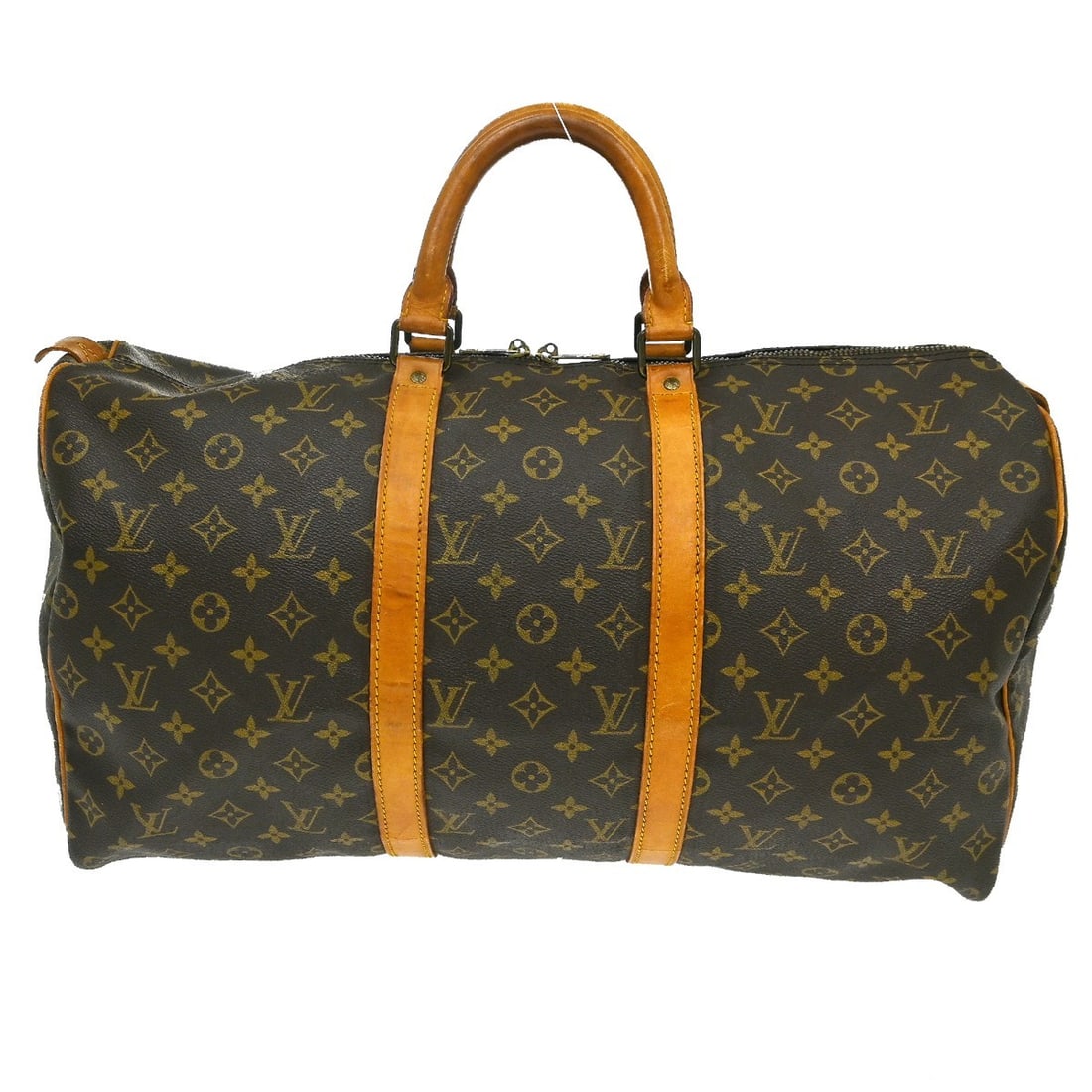 Louis Vuitton Keepall monogram canvas travel bag brown: Louis Vuitton Keepall monogram canvas travel bag brown Louis Vuitton Keepall in Monogram canvas with a unisex design and brown colorway. Made in France, this bag is presented in fair condition with li