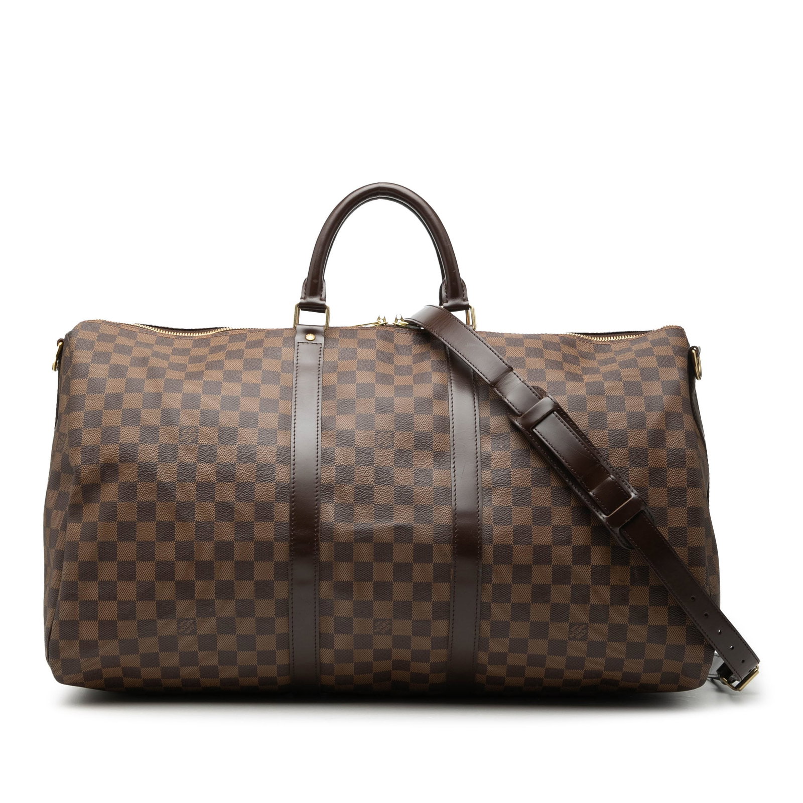 Louis Vuitton Keepall Bandouliere 55 Damier Ebene Brown Travel Bag (1 of 7)