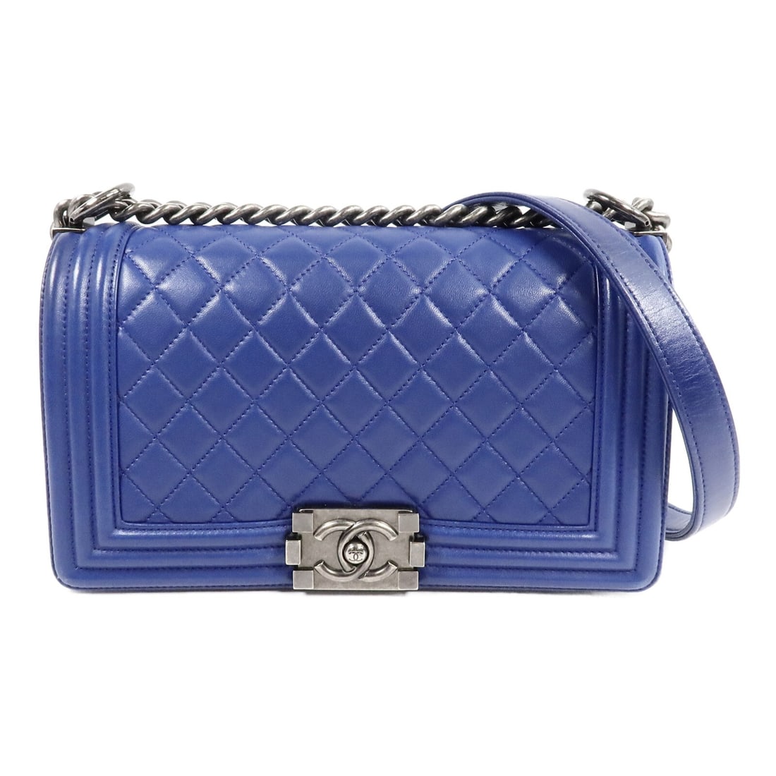 CHANEL Boy 25 A67086 shoulder bag lambskin black blue SHW (1 of 17)