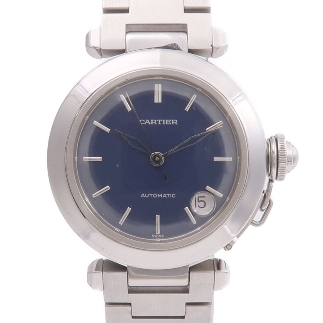 Cartier W31014M7 Pasha C stainless steel automatic wristwatch navy: Cartier W31014M7 Pasha C stainless steel automatic wristwatch navy Cartier Pasha C Automatic Watch W31014M7 in stainless steel with a navy dial and navy frame color. This ladies' wristwatch features a