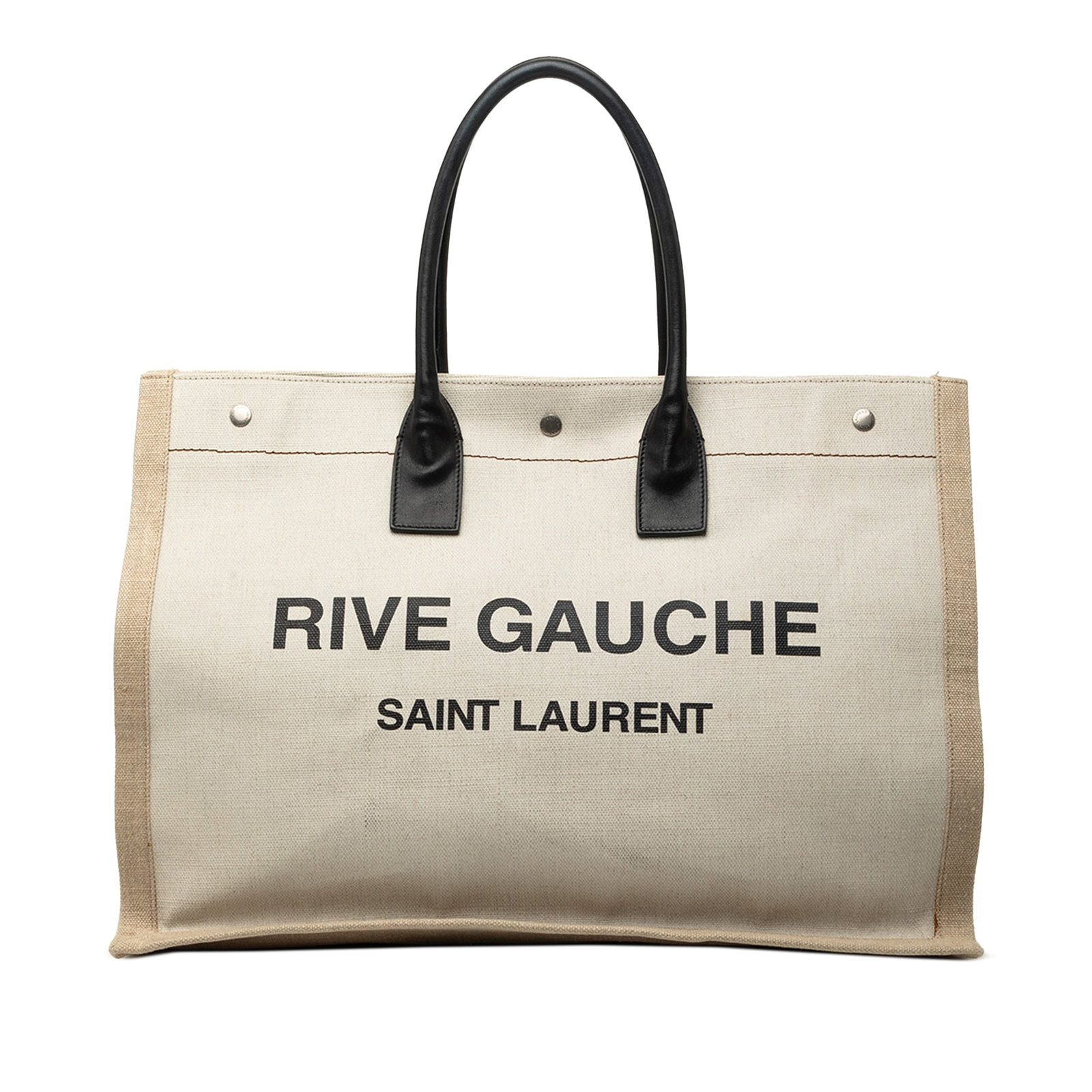 Saint Laurent Rive Gauche Large Canvas Tote Bag Beige (1 of 6)
