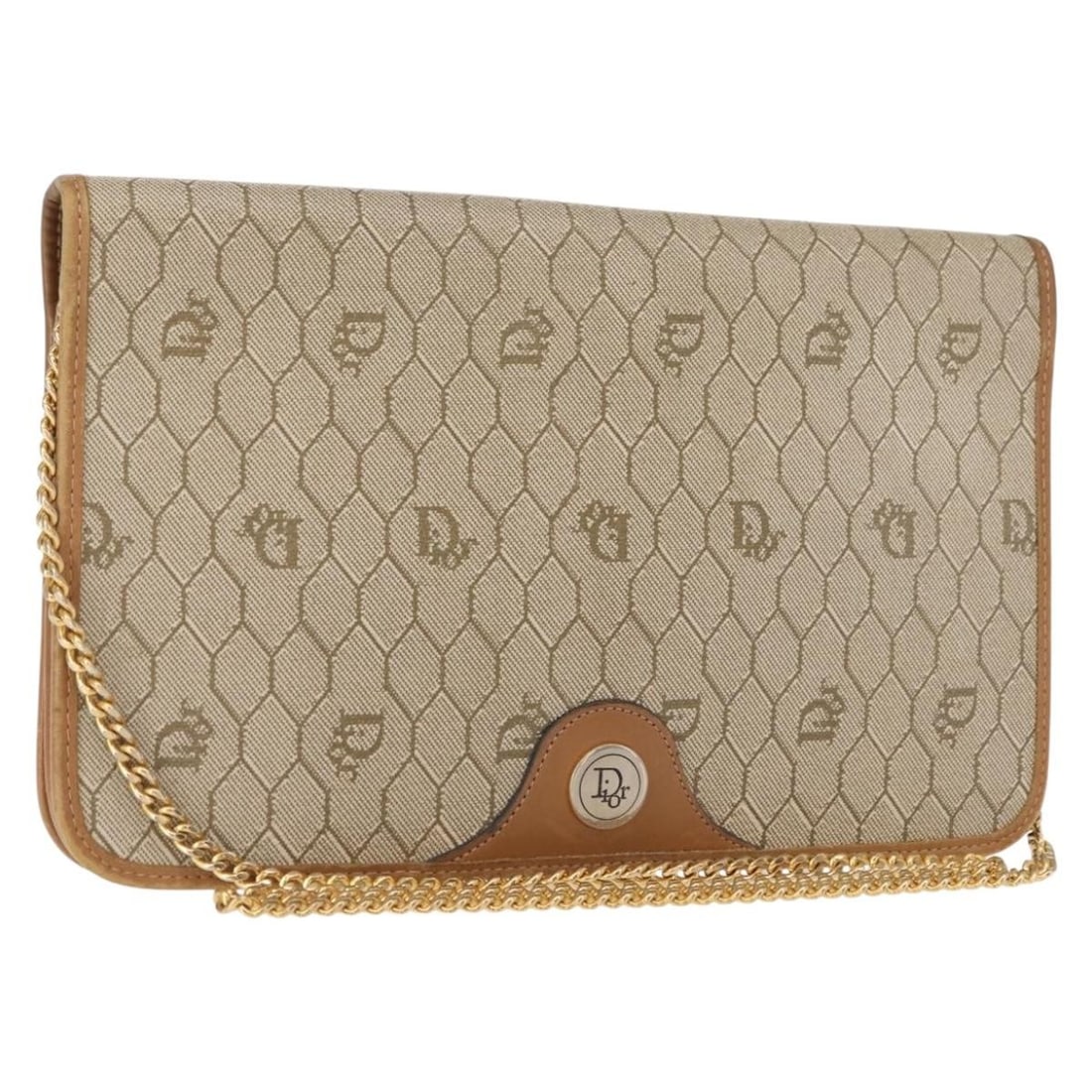 Vintage Honeycomb Canvas Shoulder Bag by Christian Dior: Vintage Honeycomb Canvas Shoulder Bag by Christian Dior This Christian Dior vintage shoulder bag features a beige canvas with the iconic Honeycomb chain design. It is designed for female use and made 