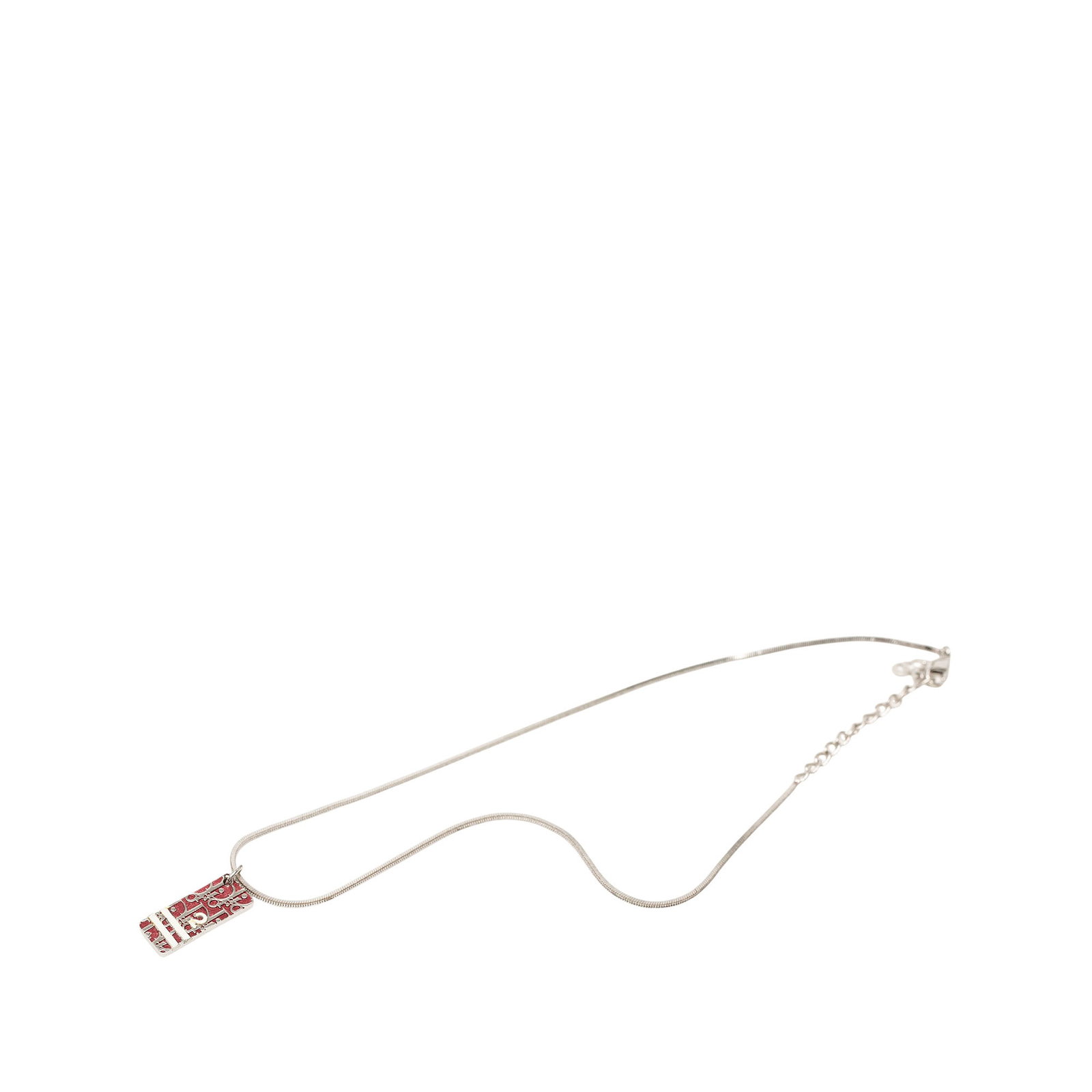 Dior Trotter Plate Pendant Necklace Silver Tone Metal Enamel: Dior Trotter Plate Pendant Necklace Silver Tone Metal Enamel Dior Trotter plate pendant necklace with enamel detailing and a silver-tone chain. This costume jewelry piece is finished with a lobster cl