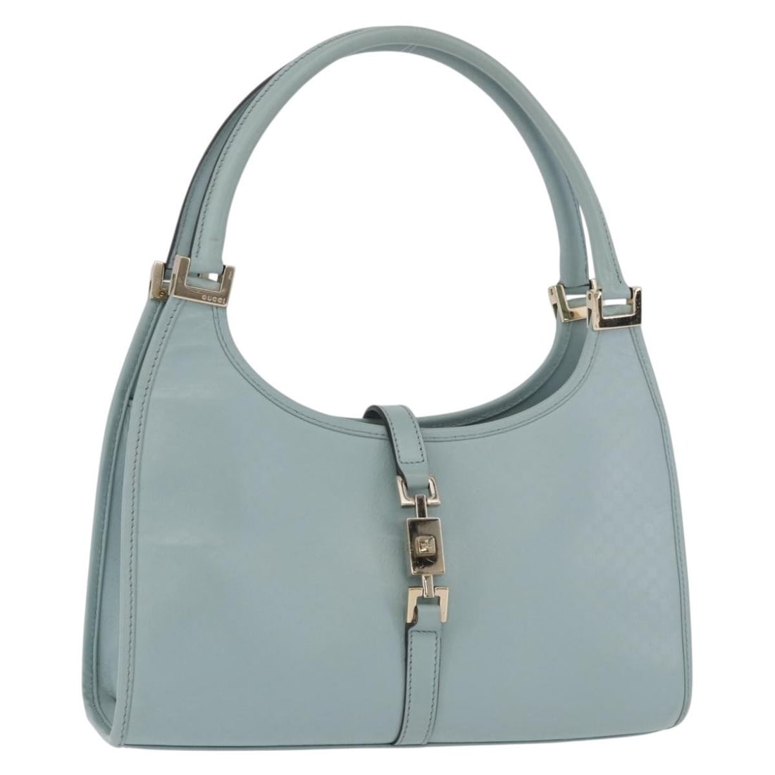 Gucci Jackie Hand Bag Micro Guccissima Canvas Gold Light Blue: Gucci Jackie Hand Bag Micro Guccissima Canvas Gold Light Blue Gucci Jackie hand bag in Gold/Light Blue Micro Small GG Canvas, made in Italy. The bag measures approximately 10.2 x 5.9 x 3.1 inches with