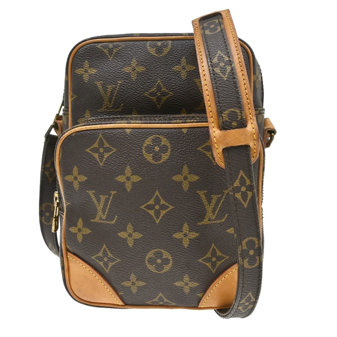 Louis Vuitton Amazone Monogram Crossbody Bag M45236 Brown: Louis Vuitton Amazone Monogram Crossbody Bag M45236 Brown Vintage Louis Vuitton Amazon crossbody shoulder bag in brown Monogram canvas and leather. This unisex medium bag features a zip closure, brown