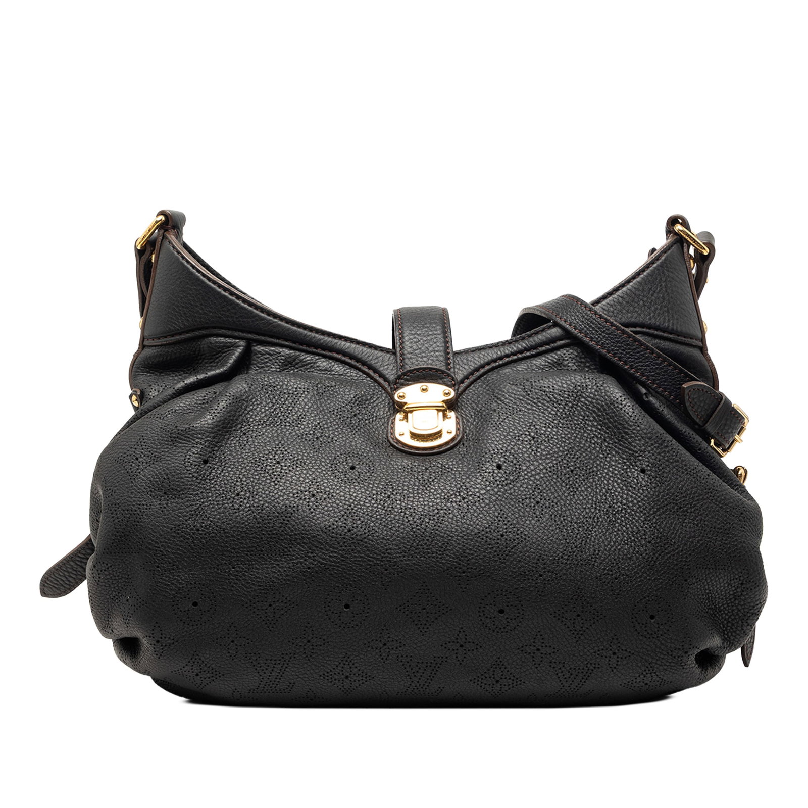 Louis Vuitton Mahina XS Monogram Leather Shoulder Bag Black: Louis Vuitton Mahina XS Monogram Leather Shoulder Bag Black Louis Vuitton Monogram Mahina XS shoulder bag in black leather with an adjustable flat leather shoulder strap, front strap push-lock closure