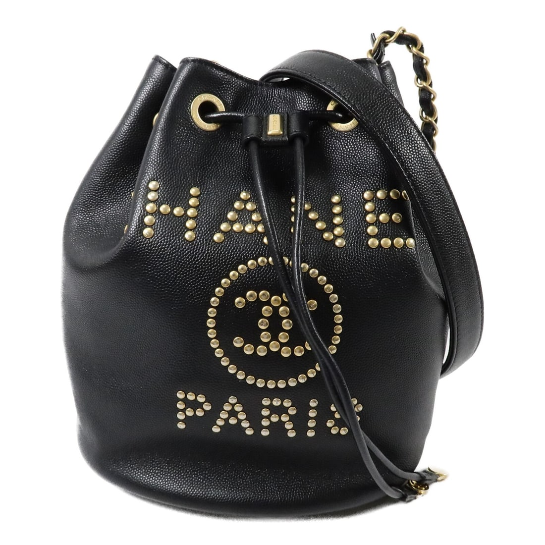 CHANEL AS1045 CC Bucket Shoulder Bag Black Calfskin Drawstring (1 of 18)