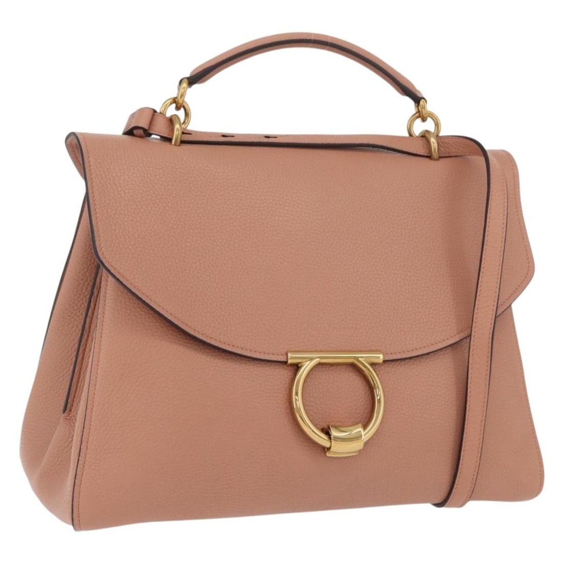 Salvatore Ferragamo Margot Beige Leather Shoulder Bag with Dust Bag (1 of 18)