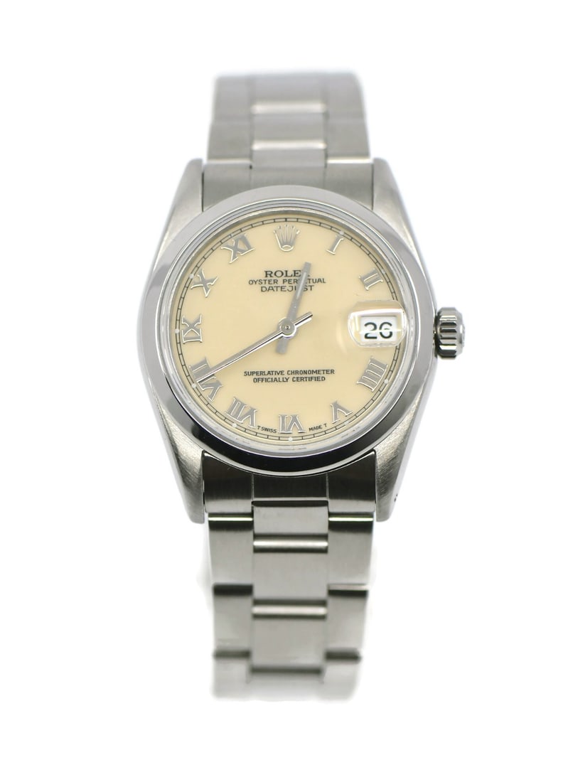Rolex 68240 Datejust 31 mm stainless steel wristwatch: Rolex 68240 Datejust 31 mm stainless steel wristwatch Pre-owned Rolex Datejust wristwatch with an automatic mechanical movement and analog display. This women's model features a cream dial in a stainl