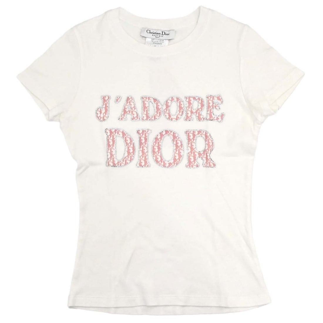 Dior Trotter Logo White Cotton Short Sleeve Womens T Shirt FR 36: Dior Trotter Logo White Cotton Short Sleeve Womens T Shirt FR 36 This Christian Dior women's short sleeve T-shirt top is presented in white with a round neck, regular fit, and logo accent. It is made 