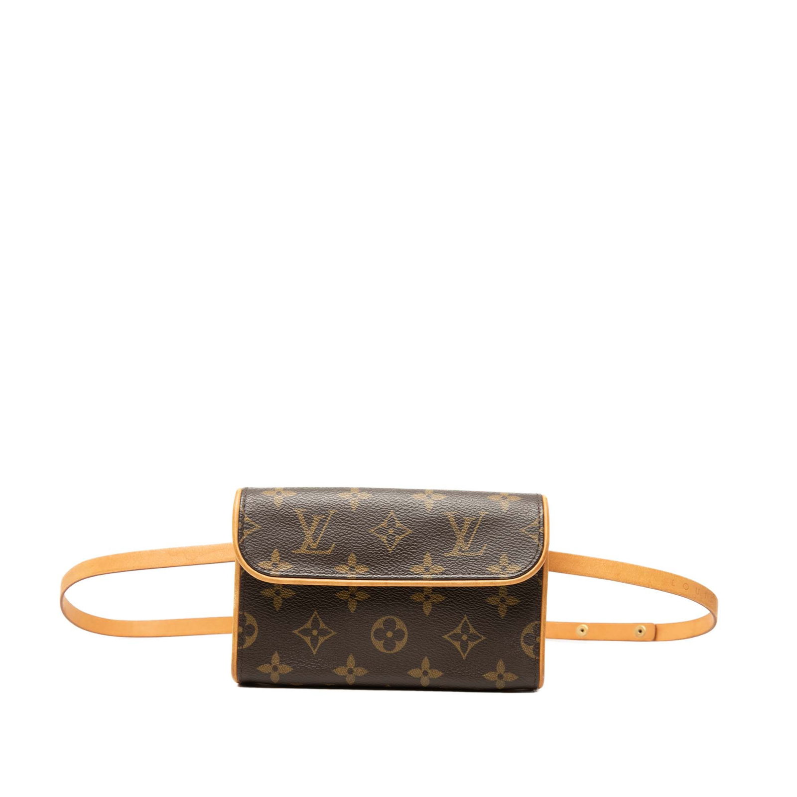 Louis Vuitton Florentine Pochette Monogram Waist Bag: Louis Vuitton Florentine Pochette Monogram Waist Bag Louis Vuitton Monogram Pochette Florentine waist bag crafted with a monogram canvas body, vachetta leather trim, and a flat vachetta leather waist 