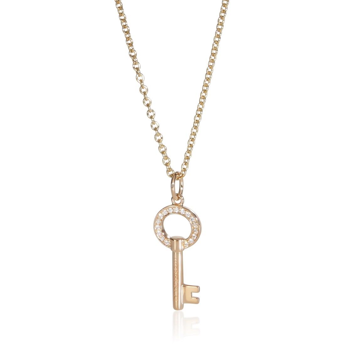 Tiffany & Co Mini Modern Open Round Key 18k Gold Diamond Pendant (1 of 4)