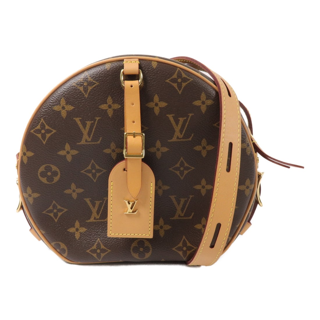 Louis Vuitton Boite Chapeau Souple Monogram Shoulder Bag M45647 Brown: Louis Vuitton Boite Chapeau Souple Monogram Shoulder Bag M45647 Brown A Louis Vuitton Boite Chapeau Souple shoulder bag in brown Monogram x PVC coated canvas. It features a shoulder strap, name tag, a