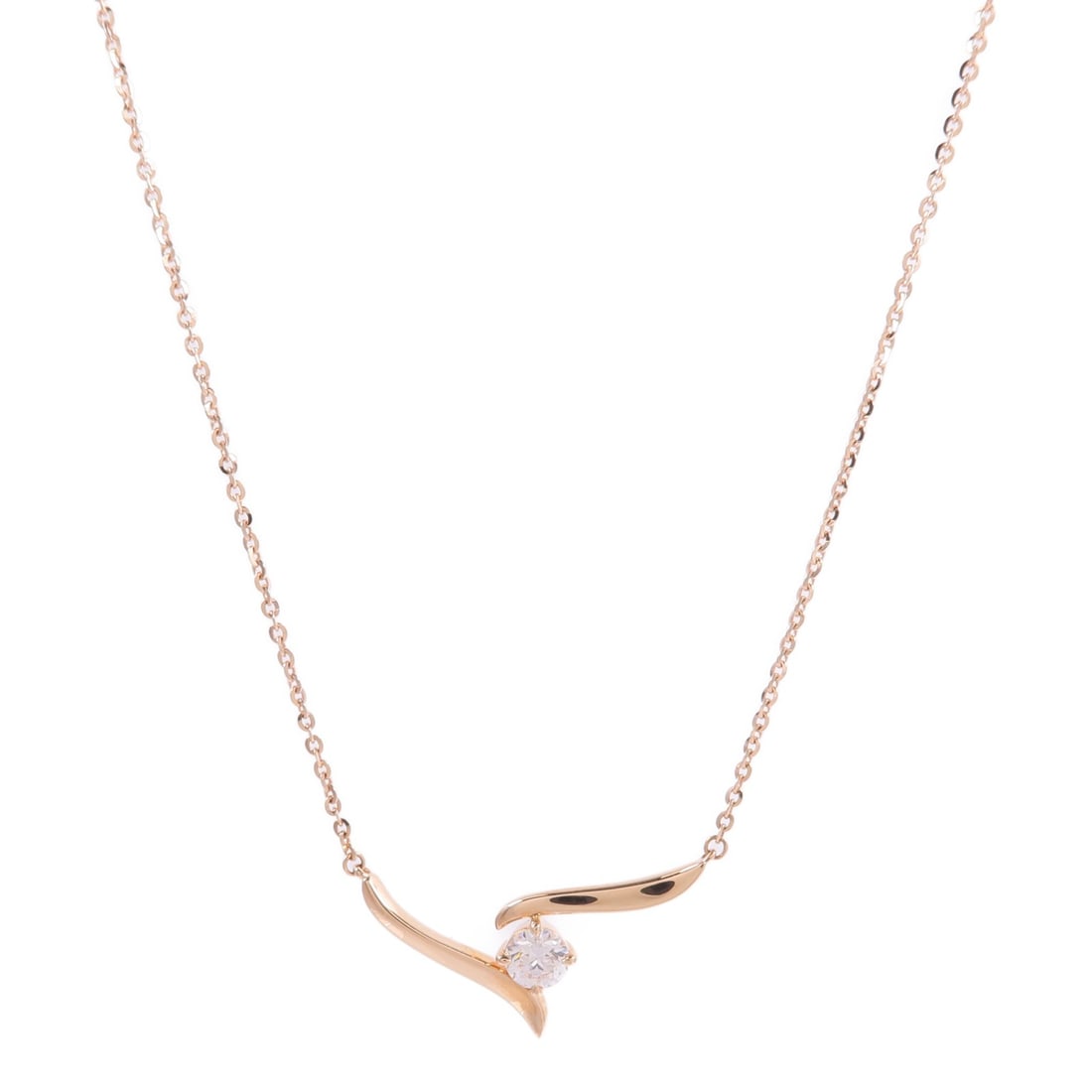 18K Pink Gold Diamond Necklace for Women: 18K Pink Gold Diamond Necklace for Women A women's diamond necklace in K18PG rose gold with a clear finish and diamond accents. The necklace features a 46 cm neck rotation and a motif measuring 22 mm 
