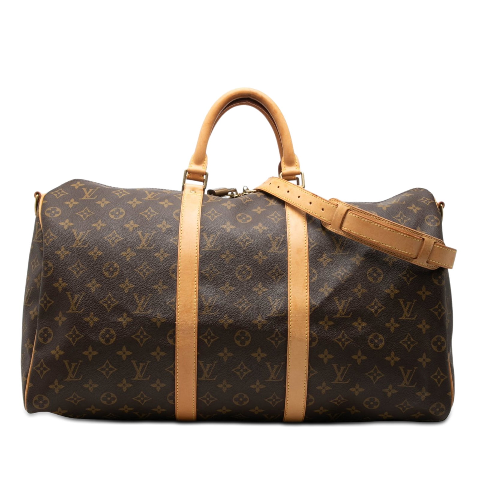 Louis Vuitton Keepall Bandouliere 50 Monogram Travel Bag: Louis Vuitton Keepall Bandouliere 50 Monogram Travel Bag This Louis Vuitton Monogram Keepall Bandouliere 50 travel bag is crafted with a monogram canvas body, rolled vachetta leather handles, a detach