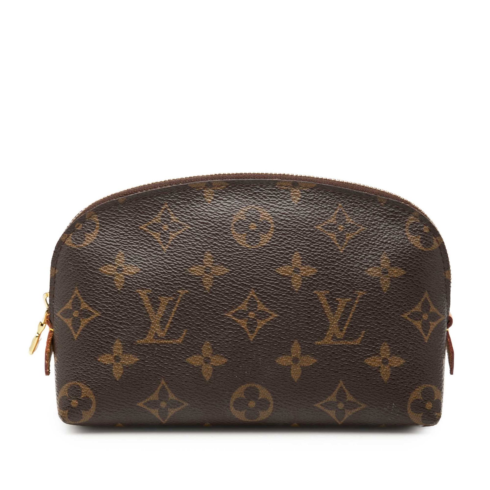 Louis Vuitton PM Monogram Cosmetic Pouch Brown Canvas: Louis Vuitton PM Monogram Cosmetic Pouch Brown Canvas Louis Vuitton Monogram Cosmetic Pouch PM in brown monogram canvas with a top zip closure and an interior slip pocket. Made in Spain. Condition is 