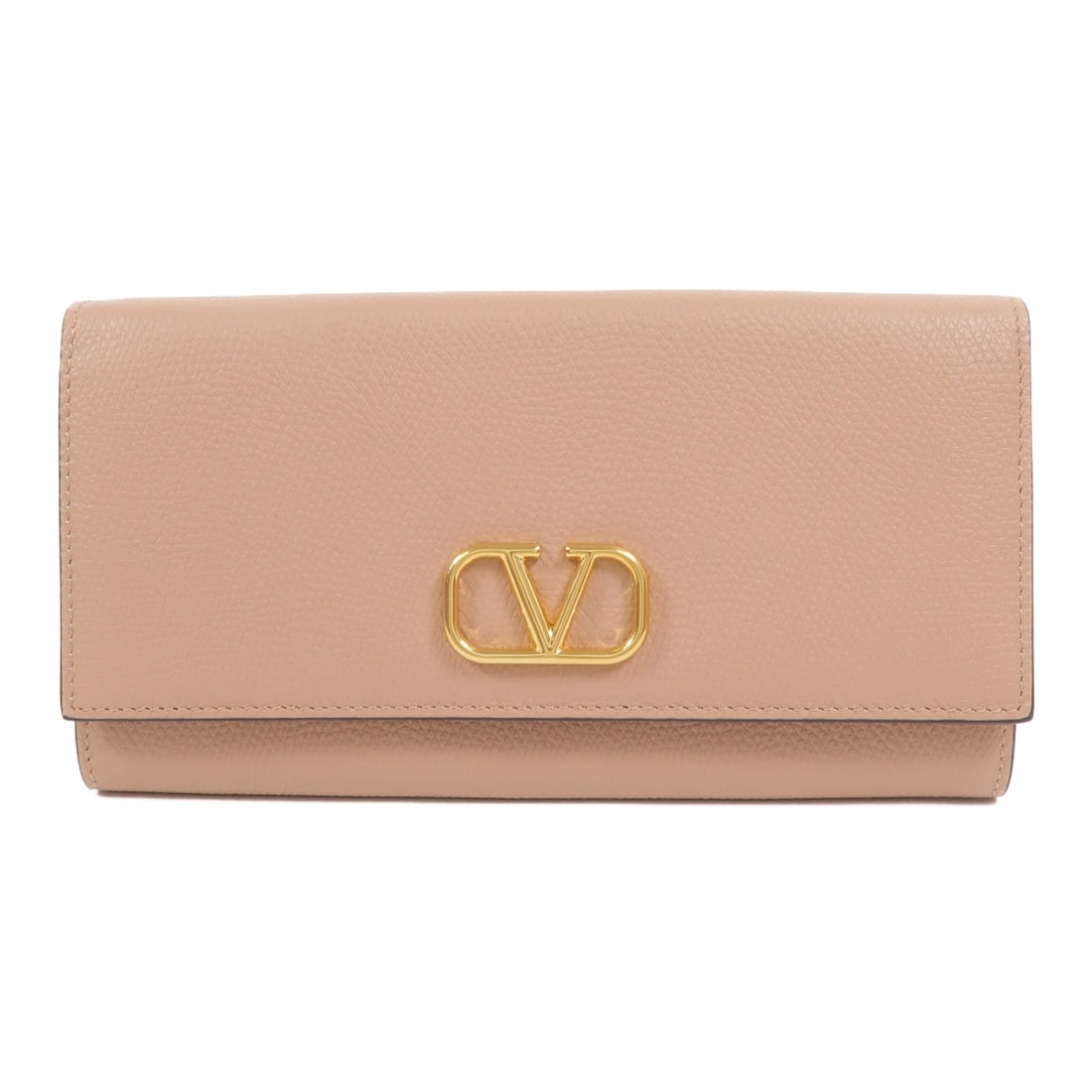 Valentino VLogo Signature tri fold wallet 1W2P0X33SNP beige calfskin: Valentino VLogo Signature tri fold wallet 1W2P0X33SNP beige calfskin Valentino tri-fold long wallet in beige calfskin leather with the VLogo Signature design. This women's wallet features a hook butto